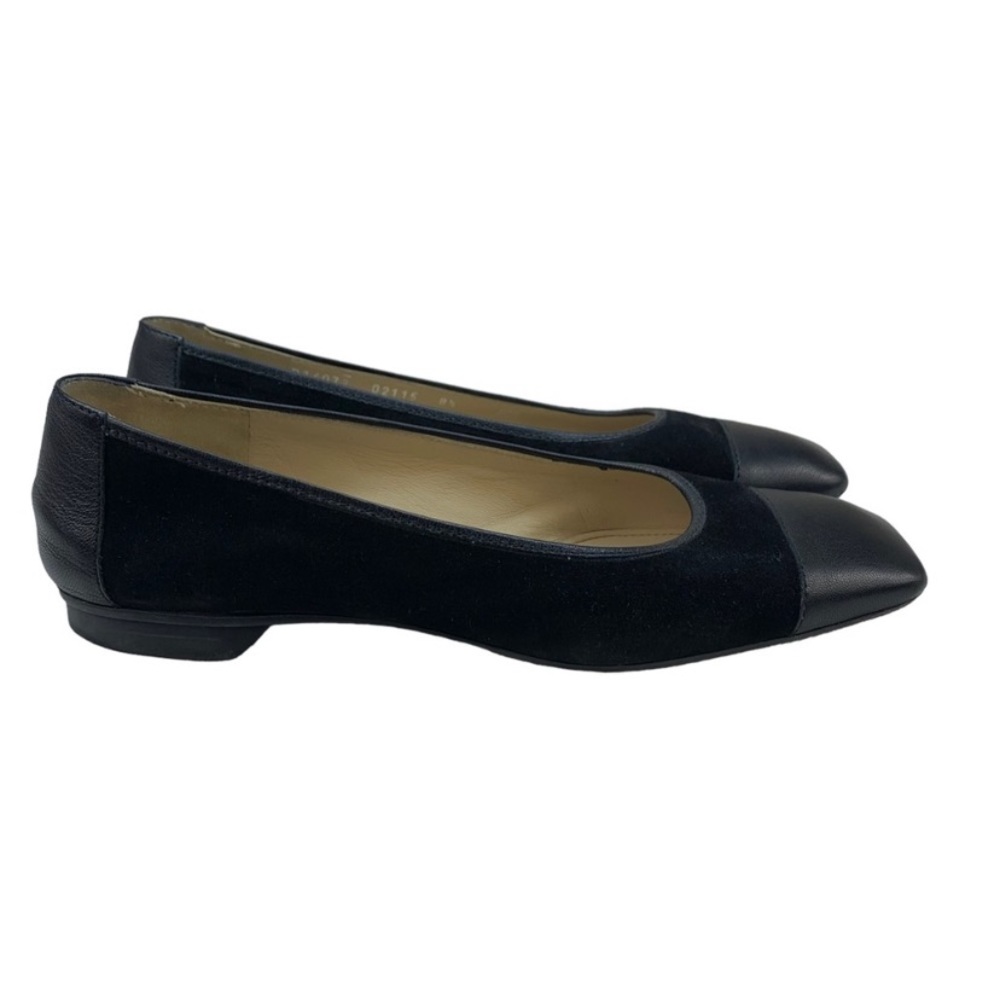Bruno Magli Black Suede with black leather square cap toe Ballet Flats 8.5